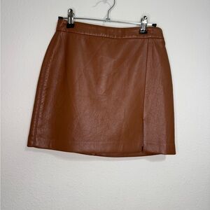 Wilfred Tan Leather Mini Skirt